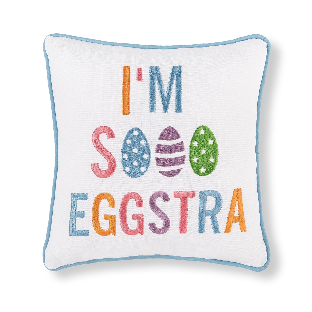 Eggstra Embroidered Small/Petite Spring Easter Themed Accent Pillow, 10" x 10"